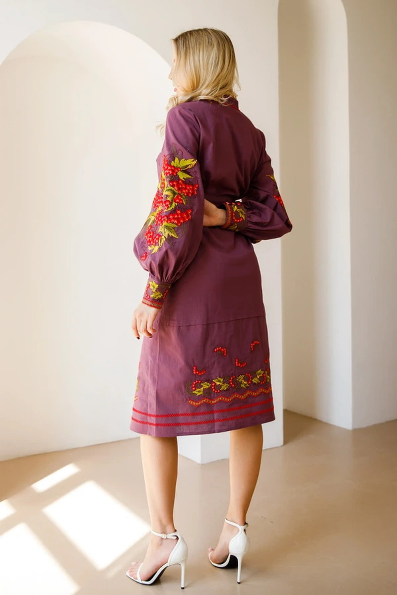 Bordo embroidered long dress Kylyna